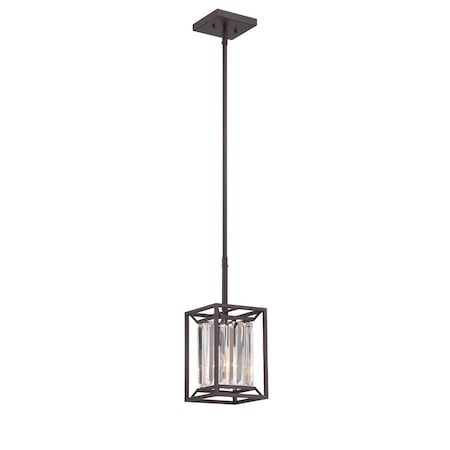 Designers Fountain Linares 100 Watt 1 Light Vintage Bronze Mini-Pendant with Crystal Prisms Shade 87430-VB